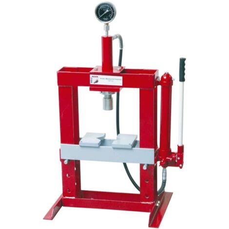 Holzmann – Presse hydraulique de banc 10 tonnes – Cadre soudé – Manomètre intégré – Hauteur de table réglable – Retour automatique du piston