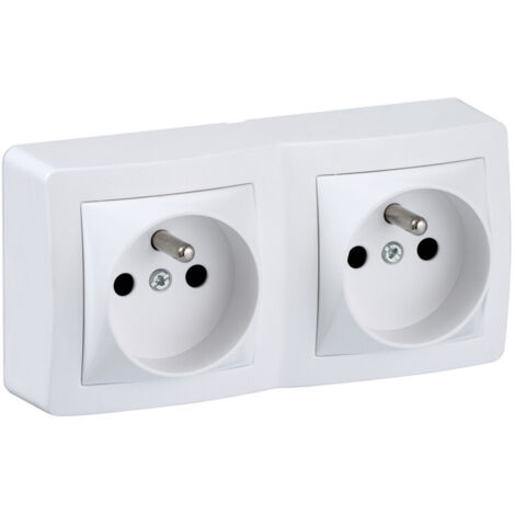 Schneider Electric – Double prise électrique 2P+T saillie – Intensité 16A – Indice de protection IP20 – Fixation par vis – Blanc polaire