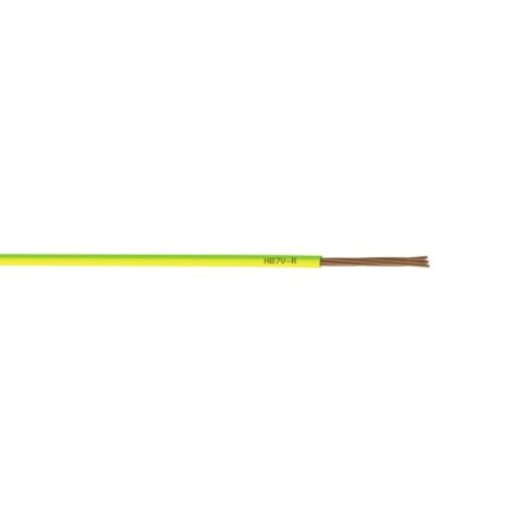 Fil électrique 10 mm² h07vr, à la coupe, vert/jaune (1/3)