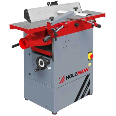 Holzmann – Dégauchisseuse-raboteuse 1500W – Tables en fonte grise – Bloc de couteaux hélicoïdaux – Réglage de hauteur avec volant