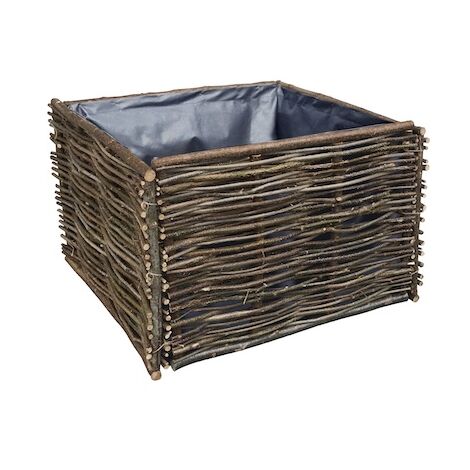 Carré potager en noisetier 80x80x60 cm – Assemblage par lien – Parois en film noir pour rétention chaleur et humidité – Jany France