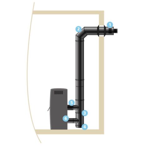 Kit raccordement étanche horizontal réglable pour poêle à pellets – Øint 80mm – Øext 125mm – Finition noir mat – 843802 – Isotip Joncoux (1/2)