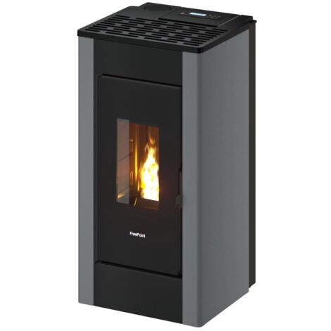 Poêle à granulés étanche 7 kW – Efficacité énergétique A+ – Sortie des fumées Ø 80 mm – Autonomie 20 h – Compatible Wi-Fi et Bluetooth – Freepoint