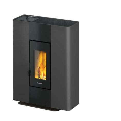 Poêle à granulés étanche Roxy Stand 7 kW – Profondeur 27 cm – Sortie des fumées Ø 80 mm – Classe énergétique A+ – Wi-Fi et Bluetooth en option – Freepoint