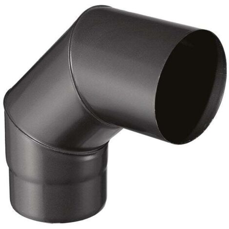 JONCOUX Coude pour évacuation des fumées - 90°d'angle - émail 0.7MM - noir mat - Ø180MM (1/2)