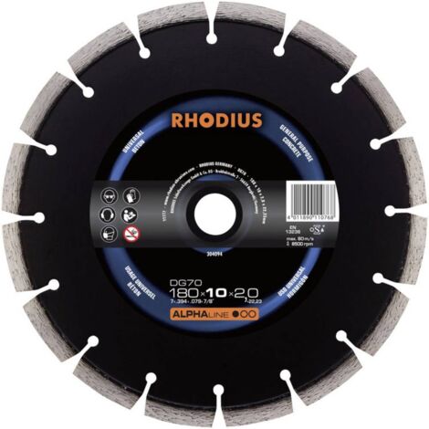 RHODIUS Disque de tronconnage diamant - ALPHALINE - DG 70 - 115 X 10,0 X 1,6 X 22,23mm