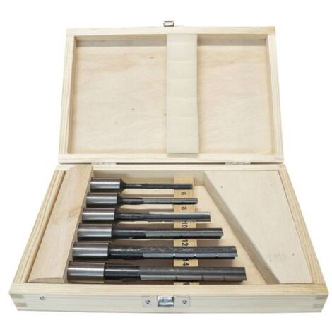 Holzmann – Ciseaux à mortaises Ø 6-8-10-12-14-16 rotation gauche – Ensemble de 6 ciseaux – Pour bois dur et teck – Coffret en bois inclus