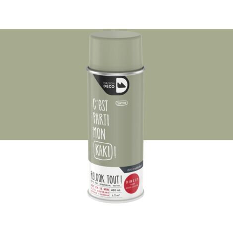 Bombe de peinture Relook tout MAISON DECO kaki satiné 400 ml
