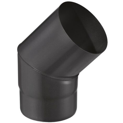Joncoux – Coude émaillé 45° pour poêle à bois – Acier noir mat 0,7 mm – Longueur 16 cm – Étanchéité conduit fumée Ø150 mm