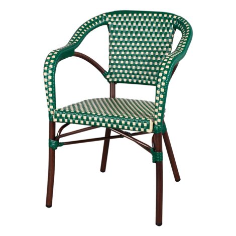 AUTRES Chaise d’extérieur empilable avec accoudoirs avec un style bistrot - modèle 050 - vert (1/4)