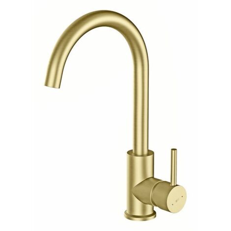 Essebagno – Mitigeur de cuisine or – Hauteur sous bec 23.7cm – Laiton – Mousseur anticalcaire – Débit 6.36l/min à 3bar – Économie d'eau 50% (1/2)