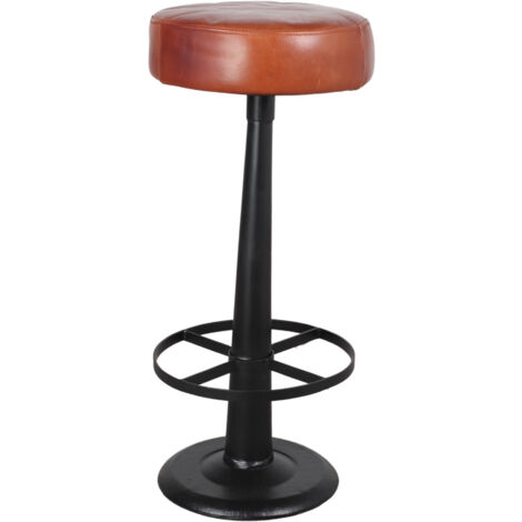 AUTRES Tabouret haut en métal et en cuir avec un style industriel vintage - modèle 072 - marron (1/4)