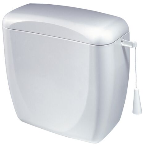 Siamp – Réservoir de chasse d'eau apparent haut – Commande par chaînette – Capacité 9L, pré-réglé à 6L – Styrénique recyclable, aspect céramique