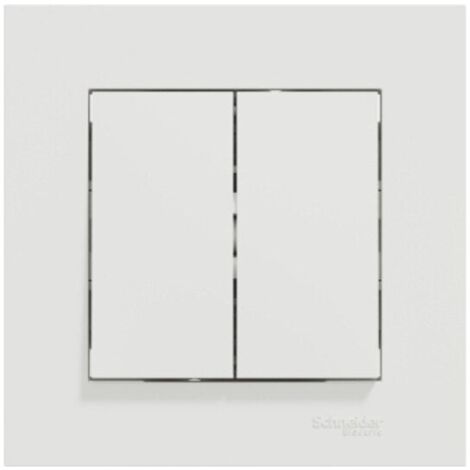 Schneider Electric – Double interrupteur va-et-vient complet – Poussoir blanc brillant – Fixation par griffes – Pour installation électrique domestique