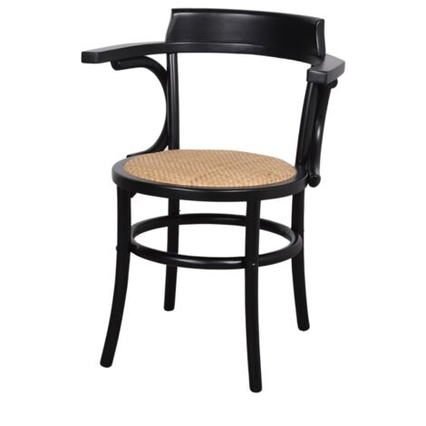 AUTRES Chaise en bois et rotin avec accoudoirs avec un style Bistro - modèle 015 - noir (1/5)
