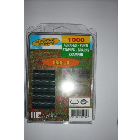 Lot de 1000 agrafes vertes pour clôture, 20 mm