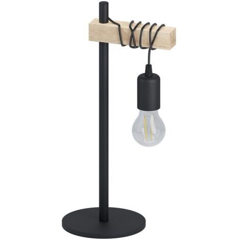 EGLO Lampe, E27 max 60W industriel métal noir connectée, EGLO Townshend (1/3)