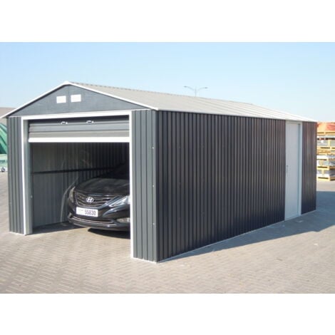 DURAMAX Garage métal GRANDE HAUTEUR - 19,95m² x H. 2,60 m - Anthracite