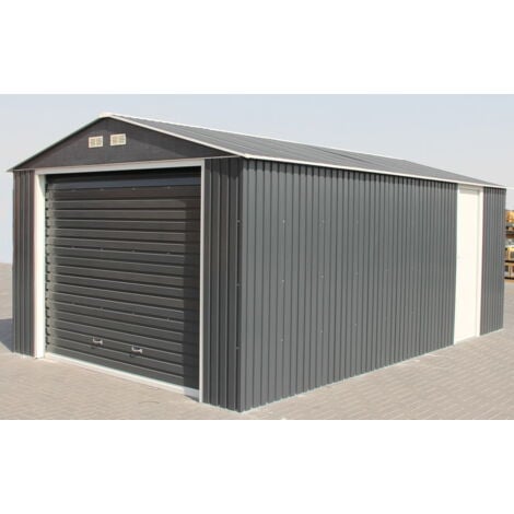 DURAMAX Garage métal GRANDE HAUTEUR - 19,95m² x H. 2,60 m - Anthracite