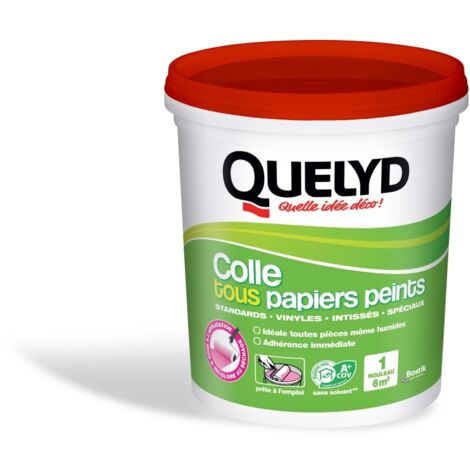 Colle pâte tous papiers peints – Prête à l'emploi – Indicateur coloré rose – Adhérence immédiate – 1 kg – Quelyd
