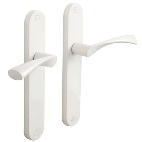 Poignées de porte Anais sans trou – Acier époxy brillant – Entraxe 195 mm – Pour salon – Longueur 117 mm – Largeur plaque 40 mm (1/2)