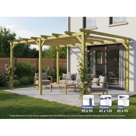 Pergola massive en bois Le Havre 600 x 420 cm - Maderland (1/4)