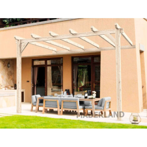 MADERLAND Pergola en bois adossée - modèle CÁDIZ - 400 x 400 cm (1/3)