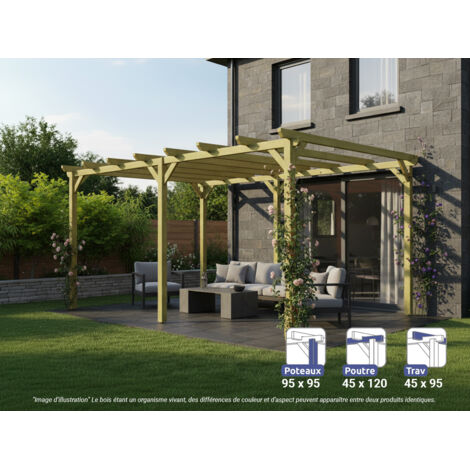 Pergola massive en bois Le Havre 510 x 420 cm - Maderland (1/4)
