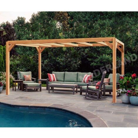 Pergola en bois lamellé-collé autoportante 500 x 400 cm – Structure robuste pour aménagement extérieur – Montage facile en 60 minutes – Maderland (1/3)
