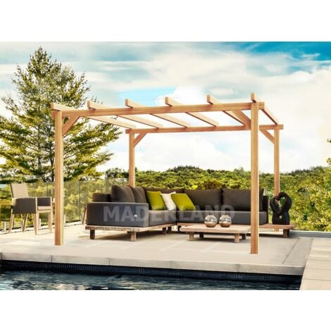 MADERLAND Pergola en bois autoportante - modèle LINARES - 500 x 400 cm