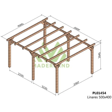 MADERLAND Pergola en bois autoportante - modèle LINARES - 500 x 400 cm