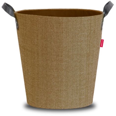 Le Marquier – Panier à bois rond sable 44x44x45 cm – Tenue rigide – Pour bûches jusqu'à 50 cm – Équipé de deux anses