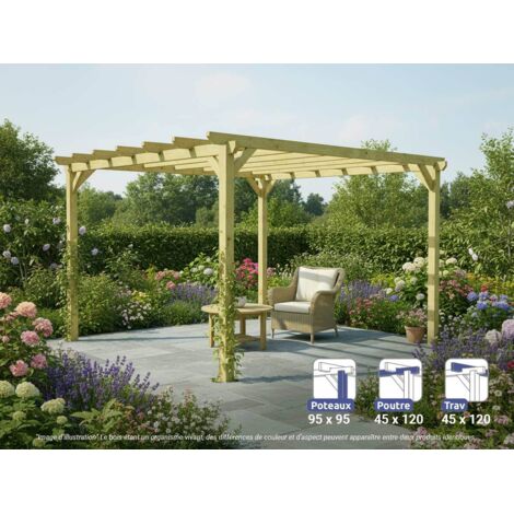 Pergola massive en bois Paris 420 x 420 cm - Maderland (1/4)