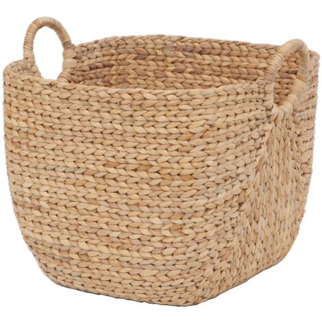 Le Marquier – Panier à bois en jacinthe d’eau – Capacité jusqu'à 40 cm – Dimensions 45x45x42 cm – Pour intérieur – Finition naturelle (1/3)