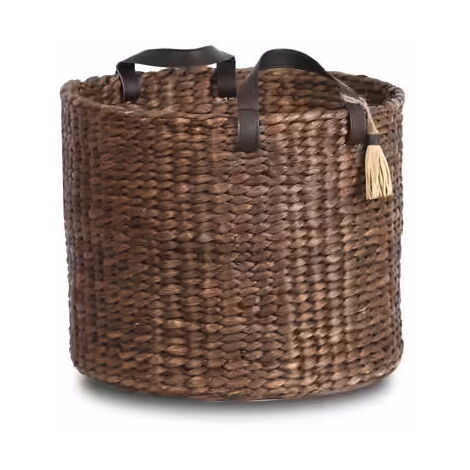 Le Marquier – Panier à bûches en jacinthe d'eau tressée – Dimensions 43x43x35cm – Capacité bûches 35cm – 2 anses pour transport facile (1/5)