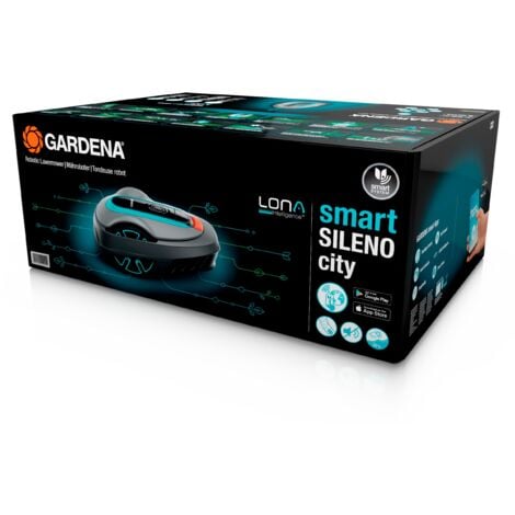GARDENA smart SILENO city 250. Tondeuse robot connectée.  250m². Technologie LONA. Tond sous la pluie. Capteur de gel. Nettoyage à l’eau. Ultra-silencieuse (19601-66).
