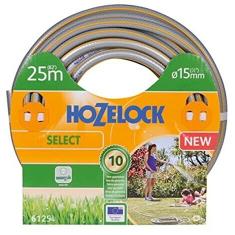 HOZELOCK Tuyau d’arrosage Hozelock Select anti UV gris bandes 3D jaunes 15mm 25m