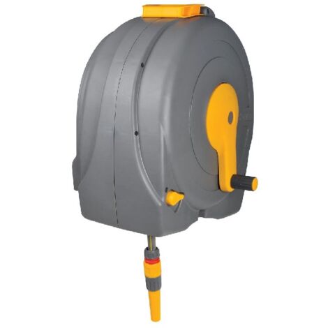 Hozelock – Dévidoir mural Fast Reel avec tuyau 40 m – Système Easy Rewind – Montage mural – Accessoires inclus