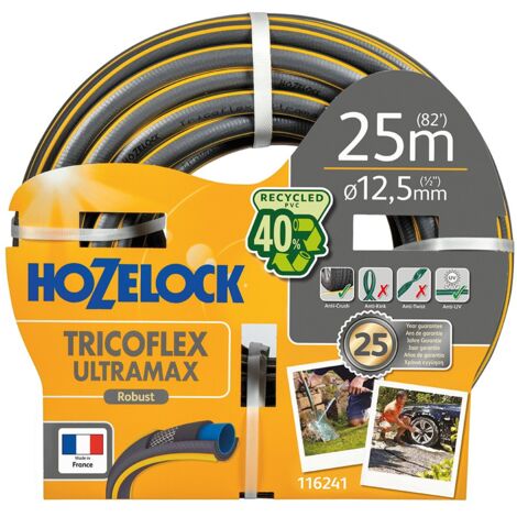 HOZELOCK Tuyau d’arrosage anti écrasement Ultramax usage domestique diamètre 25 50 m gris jaunes (1/4)