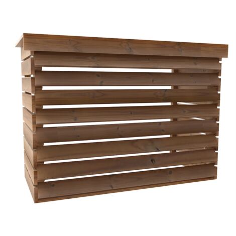 Habrita – Cache climatiseur extérieur en épicéa thermochauffé – Ventelles fixes pour circulation d'air – Fixation murale ou au sol – 0,77 m²
