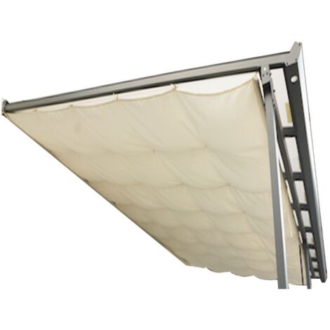 Habrita – Rideau d'ombrage 14,25m2 en toile polyester écru – Pour toit terrasse TT3050 AL – Opacité maximale et ajustement de lumière - TT3050RT (1/2)