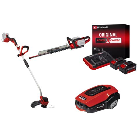 EINHELL Kit premium jardin sans fil Einhell - Taille-haies 36V, coupe-bordure 36V, robot tondeuse + batteries 4.0Ah (1/5)