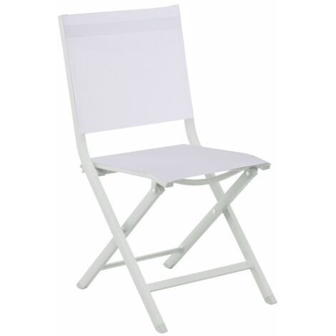 PROLOISIRS Chaise pliante - THEMA - Aluminium époxy - Toile TPEP chiné blanc