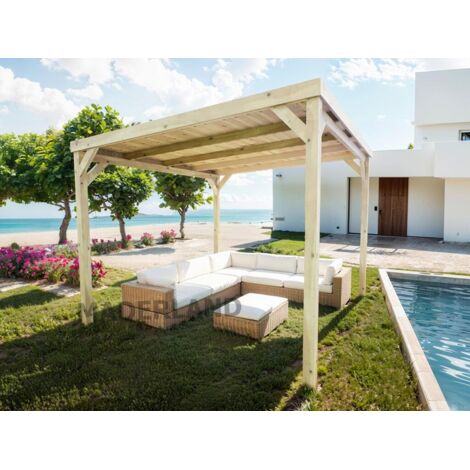 MADERLAND Pergola en bois autoportante - modèle DIJON - 300 x 300 cm (1/3)
