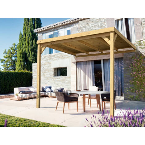 MADERLAND Pergola en bois adossée - modèle RENNES - 600 x 400 cm (1/3)