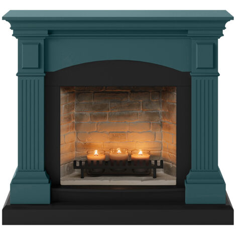 TAGU Cheminée électrique à bougies parfumées - MAGNA Zenflame - Effets flammes et crépitement - Turquoise (1/5)