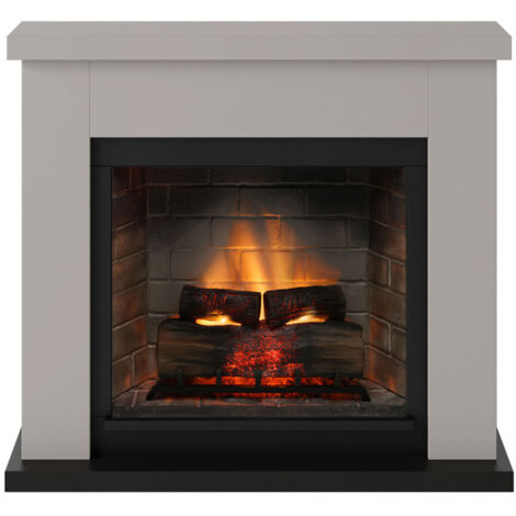 TAGU Cheminée électrique connectée 1400W - FRODE Powerflame 2 - effets flammes 3D, et crépitement - Beige