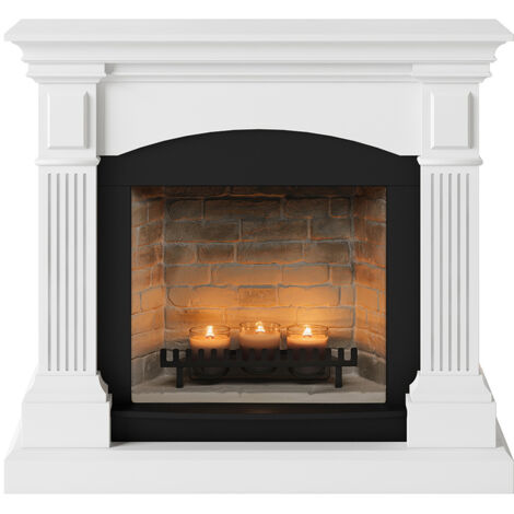 TAGU Cheminée électrique à bougies parfumées - MAGNA Zenflame - Effets flammes et crépitement - Blanc