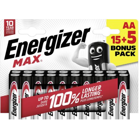 ENERGIZER Lot de 15 + 5 piles alcaline AA Max, 1.2 V, ENERGIZER (1/5)