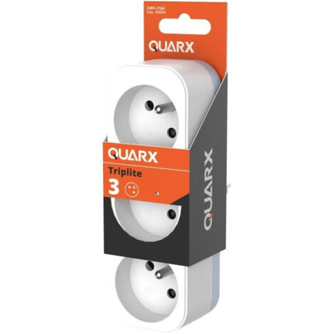 QUARX MULTIPRISE MURALE TRIPLITE 3 PRISES 2P+T 16A BLANC - 7237